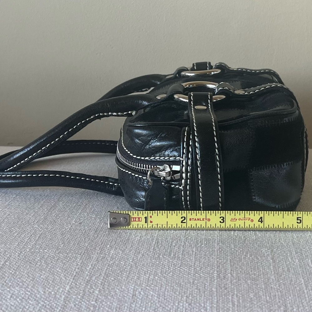 Vintage Isabella Fiore Checkerboard Patchwork Satchel - Leather & Suede Y2K - Picture 13 of 15